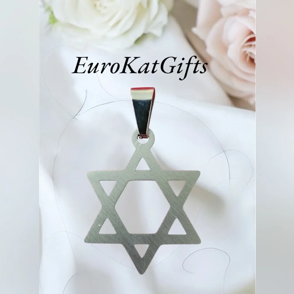 NEW Shiny Silver Star of David Pendant NWT